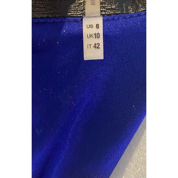 Tahari Royal Blue Flattering Sheath Dress with Black Leather Piping Size 6 - Picture 12 of 12